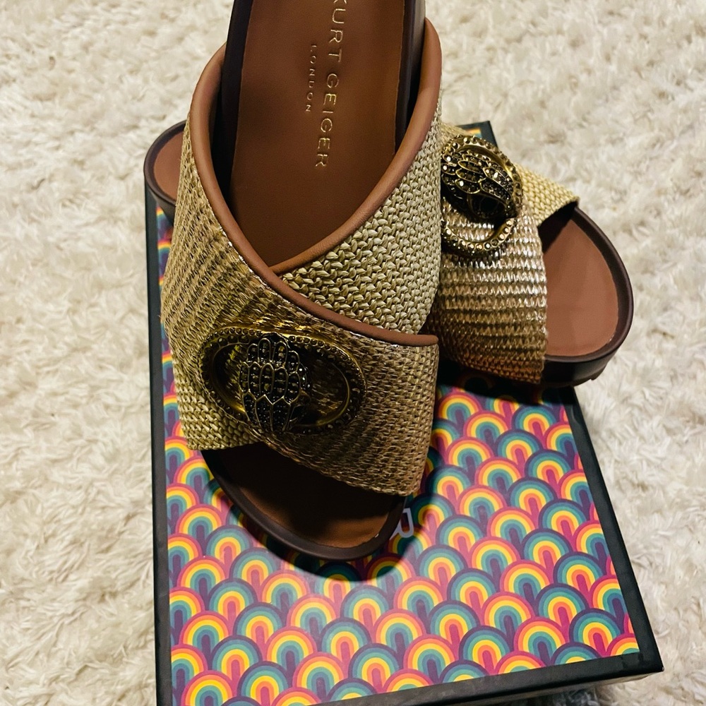 Kurt Geiger Gold and Brown Women's Sandals - Picture 2 of 10